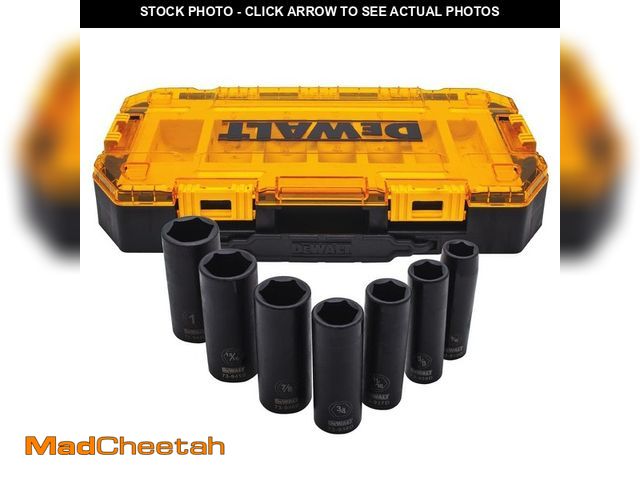 Lot 74-14223872 - DEWALT 1/2 in. Drive SAE Deep Impact Socket Set (7-Piece) - UNUSED