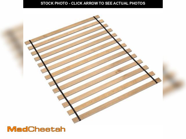 Lot 74-12633328 - Signature Design by Ashley Wooden Mattress Support Bunkie Board Roll Slat with Nylon Cord, Full, Bei...