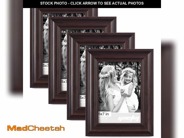 Lot 74-14155101 - Yaetm 5x7 Picture Frame Set of 4, 1.4Ã¢â¬Â Wide Molding &amp; Dark Brown Photo Frames 5 x 7 with H...