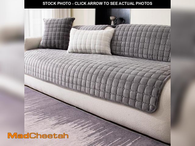 Lot 74-12309975 - MDSASFD Velvet Couch Cover, Washable Sectional Sofa Cover, Anti Slip Sofa Slipcovers for 3 Cushion C...