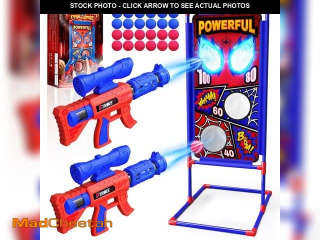 Lot 74-13965318 - Shooting Toy Set with Hero-Style Target &amp; 2 Cool Air Pump Launcher,Indoor Outdoor Kids Toy,Actio...