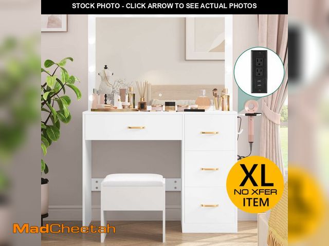 Lot 74-12689131 - YITAHOME Vanity Desk Set with Large Lighted Mirror &amp; Power Outlet - UNUSED