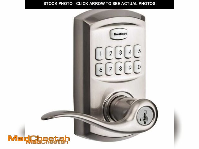 Lot 74-12027308 - Kwikset SmartCode 917 Satin Nickel Keypad Electronic Single-Cylinder Tustin Door Handle Featuring Sm...
