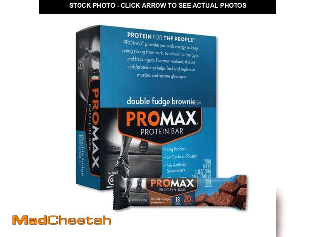 Lot 74-12354023 - Promax Protein Bar, Double Fudge Brownie, 20g High Protein, Gluten Free, 12 Count(Best by 6/22/25) -...