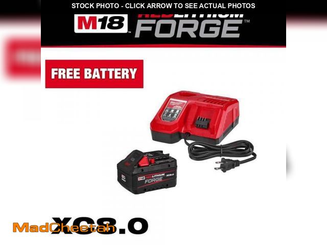 Lot 74-12390828 - Milwaukee M18 18-Volt Lithium-Ion REDLITHIUM FORGE Starter Kit with 8.0Ah Battery and Rapid Charger ...