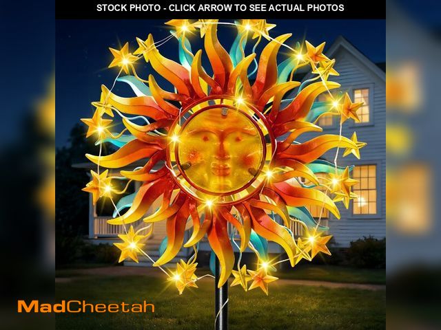 Lot 74-14144013 - 60.3" Solar Wind Spinner Outdoor Metal Sun Kinetic Sculpture Ã¢â¬â Dual-Sided Garden Spinner with...