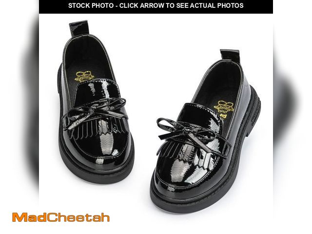 Lot 74-12311000 - Oamico Toddler Girls Black Dress Shoes Little Girl Patent Leather Loafers School Uniform Wedding Mar...