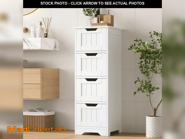 Lot 74-12491571 - Homfa Bathroom Storage Cabinet, Free Standing Narrow Cabinet with 4 Drawers Entryway Storage Organiz...