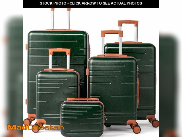 Lot 74-13817003 - Zimtown Luggage 5 Piece Sets Suitcase ABS Hardside with Spinner Wheels and TSA Lock, Deep Green - UN...