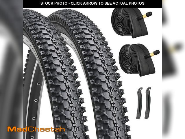 Lot 74-13946625 - 24-inch Mountain Bike Tires Set: Hycline 2-Pack 24x1.95 inch (54-507mm) Folding Replacement Puncture...