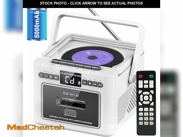 Lot 74-12698968 - Boombox CD Player,CD Cassette Player Combo with Bluetooth,5w HiFi Speakers,Built-in 5000 Rechargeabl...