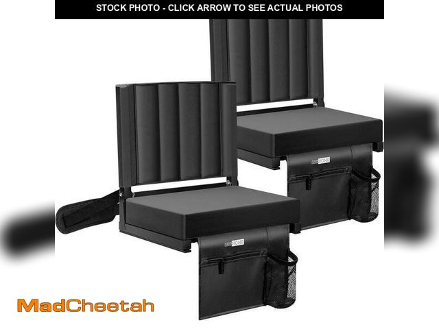 Lot 74-12659712 - VIVOHOME 2-Pack Black Portable Stadium Chair with Back Support and Cushion - UNUSED