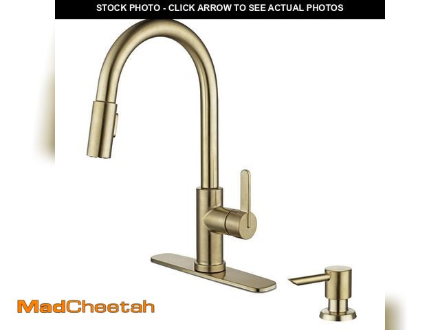 Lot 74-13822794 - Glacier Bay Paulina Brushed Gold 16.53 in. High 1 Handle P/Down Sprayer Kitchen Faucet with 360ÃÂ° ...
