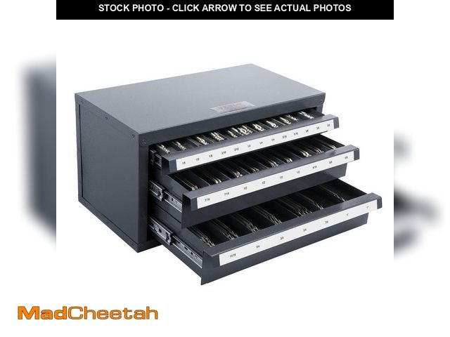 Lot 74-13002568 - VEVOR End Mill Dispenser Cabinet, 3-Drawer End Mill Organizer Cabinet for 1/8 in. to 1 in. - UNUSED