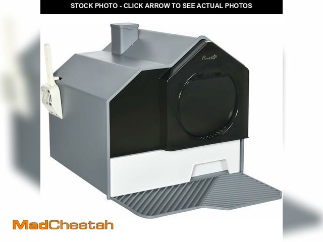 Lot 74-12828069 - PawHut Hooded Cat Litter Box with Kitty Litter Mat, Kitty Litter Pan with Odor Control, Easy-Clean P...