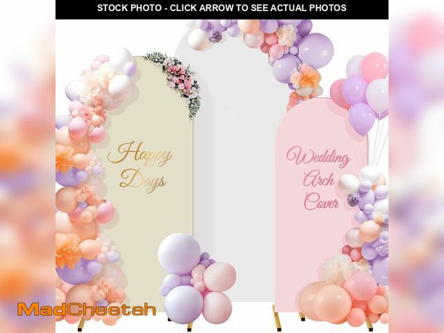 Lot 74-13541140 - Buryeah Set of 3 Wedding Arch Covers Stretchy Backdrop 6ft, 5ft, 4ft Spandex Fitted 2 Sided Arch Cov...