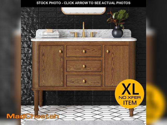 Lot 74-12648973 - Home Decorators Collection Collette 48 in. Single Sink Cinnamon Oak Bath Vanity with White Carrara M...