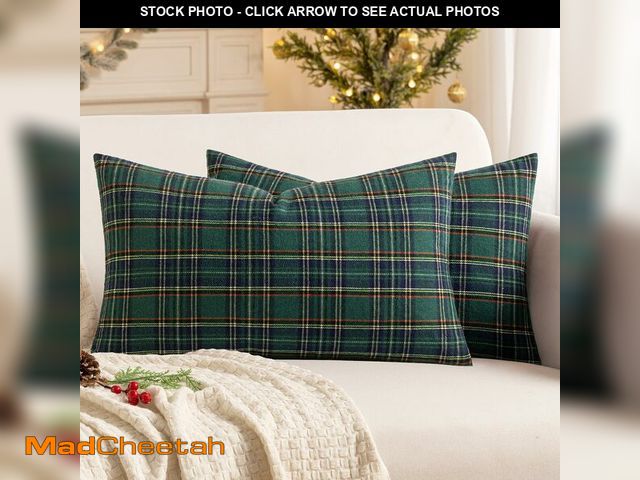 Lot 74-12703682 - MIULEE Christmas Set of 2 Scottish Tartan Plaid Lumbar Throw Pillow Covers Farmhouse Classic Decorat...