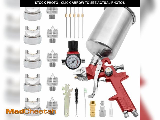 Lot 74-12444971 - ZOSANY Automotive HVLP Gravity Feed Spray Gun, Air Paint Spray Gun Kit with 1.4, 1.7, 2.0, 2.5, 3.0m...