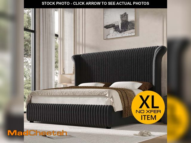 Lot 74-13774534 - (MISSING HARDWARE) Hiphuta Modern King Size Corduroy Upholstered Bed Frame,  Platform Bed Frame with...