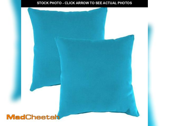 Lot 74-14115398 - Jordan Manufacturing 16 in. L x 16 in. W x 4 in. T Square Outdoor Throw Pillow in Sky Blue (2-Pack) ...