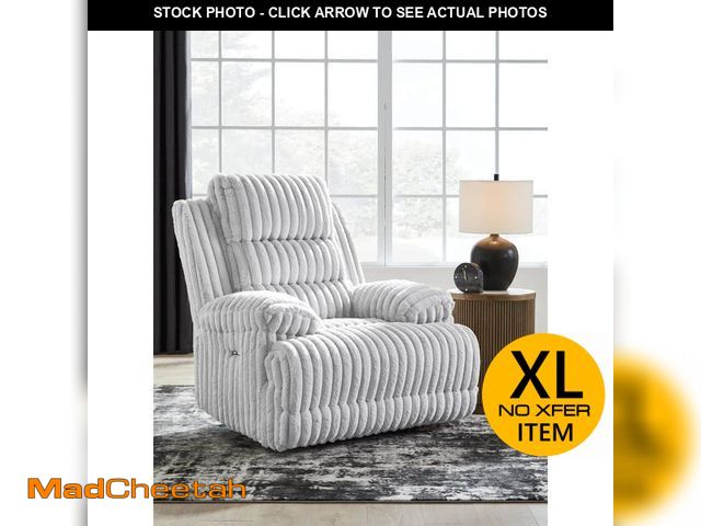 Lot 74-14244411 - Signature DESIGN BY ASHLEY Higgesbee White Polyester Standard Power Recliner with Highbacked - UNUSE...