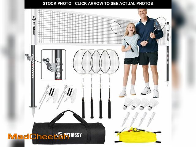 Lot 74-14251029 - Patiassy Professional Badminton Set with Carbon Aluminum Badminton Rackets Set of 4, Outdoor Portabl...