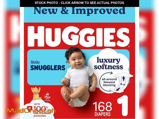 Lot 74-14348796 - Huggies Size 1 Diapers, Little Snugglers Baby Diapers, Size 1 (8-14 lbs), 168 Count, Packaging May V...