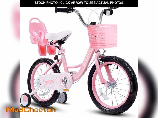 Lot 74-14435913 - (MISSING HARDWARE) Enjoyrun 16" Kids Bike,Girls Bike with Training Wheels,Basket and Doll Seat,Bicyc...
