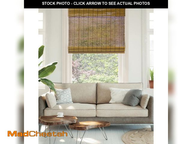 Lot 74-13822205 - Chicology Light Filtering Cordless Natural Woven Bamboo Window Shade 36 in. W x 64 in. L - Fox - UNU...