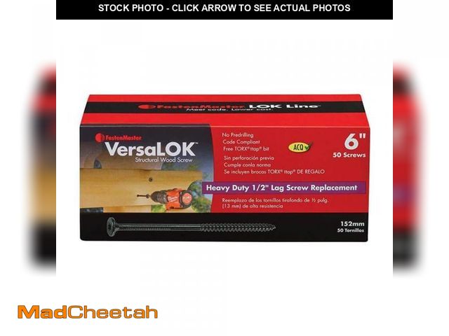 Lot 74-12411194 - FastenMaster VersaLOK 0.220 in. x 6 in. Torx Flat Head Wood Screw (50-Pack) - UNUSED