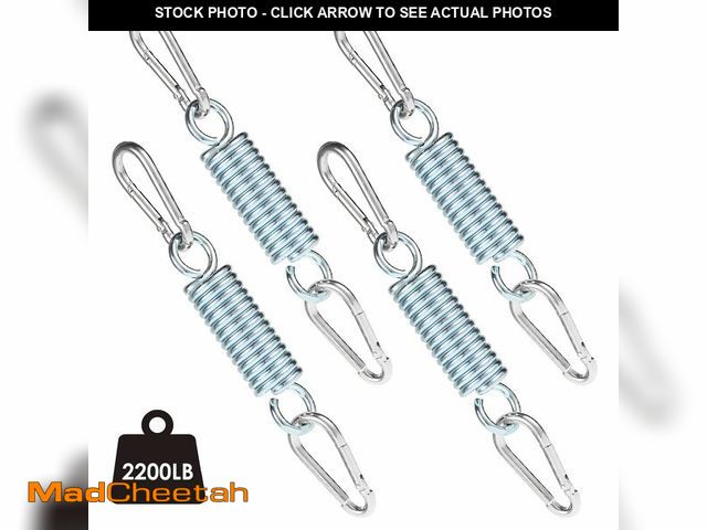 Lot 74-14143789 - 4 Pack Porch Swing Springs, 2200 LB Heavy Duty Springs, Stainless Steel Hammock Chair Hanging Kit Sw...