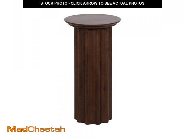 Lot 74-12492200 - Kate and Laurel Gierson 12 in. Dark Brown Round Solid Wood End Table - UNUSED