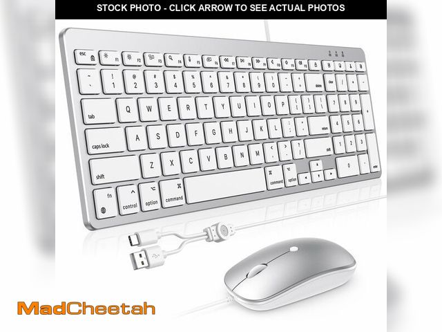 Lot 74-14151190 - OMOTON Keyboard and Mouse for Mac, Wired Keyboard for Mac with Numeric Pad Dual Interface (Type-C &a...