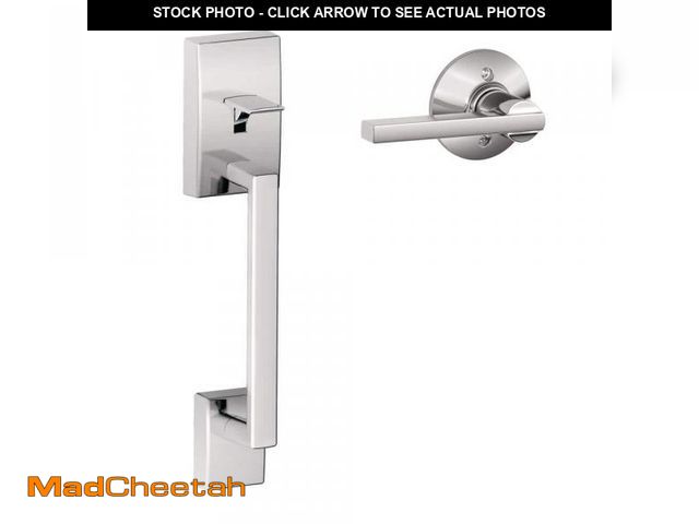 Lot 74-12390985 - Schlage Century Bright Chrome Door Handleset Grip with Latitude Door Handle - UNUSED