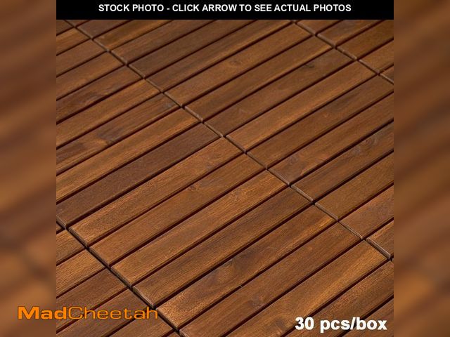 Lot 74-12464845 - BTMWAY 1 ft. x 1 ft. Square Interlocking Acacia Wood Quick Patio Deck Tile Outdoor Striped Pattern F...
