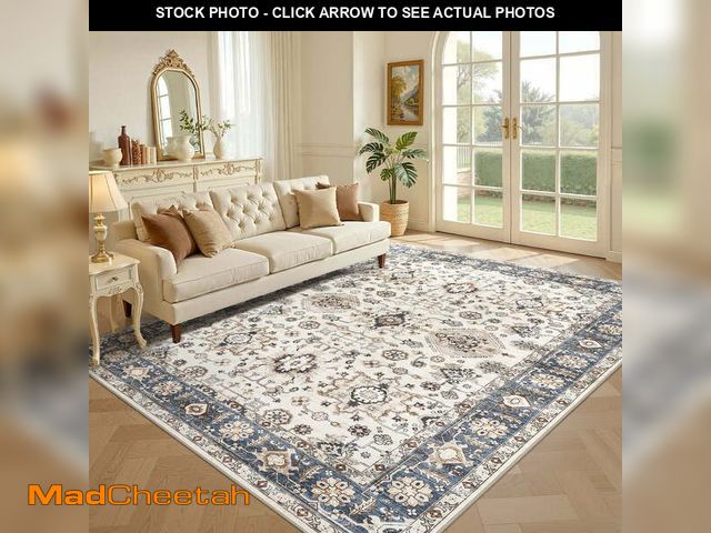 Lot 74-14435093 - Uermei 9'x12' Large Soft Area Rug: Machine Washable Non-Slip Carpet, Farmhouse Vintage Floor Mat for...