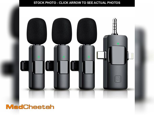 Lot 74-13565332 - 3 in 1 Wireless Lavalier Microphone for iPhone, iPad, Android, Camera,12-Hour Battery, mini Noise Re...