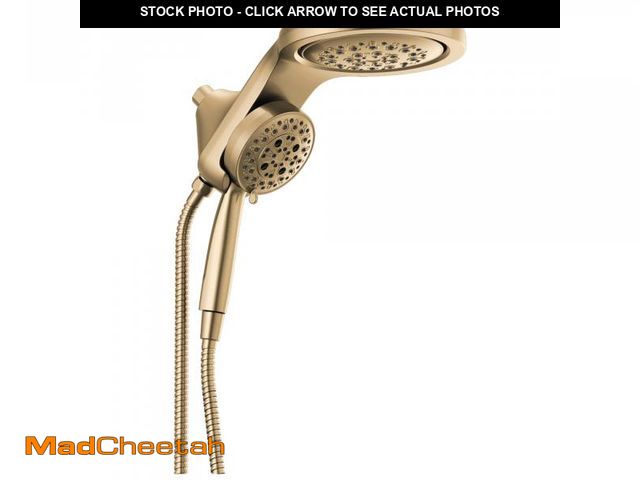Lot 74-12214865 - Delta 5-Setting HydroRain 2-in-1 Dual Shower Head, Brushed Gold High Pressure Shower Head with Handh...