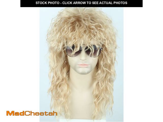 Lot 74-14153893 - Topcosplay Men or Women 80s Mullet Wig Rock Disco Wigs Long Curly Blonde - UNUSED