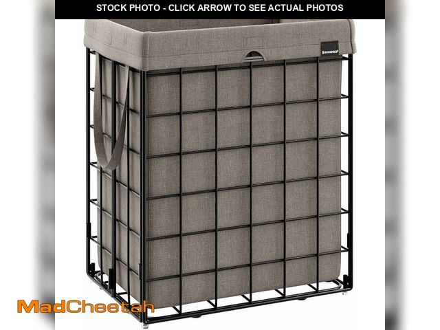 Lot 74-12664662 - SONGMICS Laundry Hamper, 23.8 Gal. (90L) Laundry Basket, Collapsible Clothes Hamper, Removable and W...