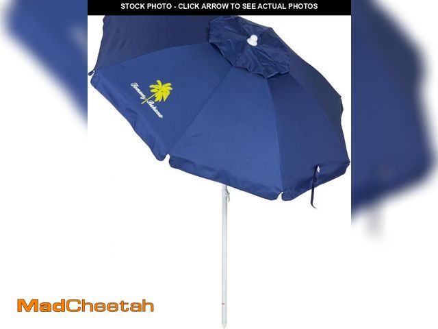 Lot 74-12367840 - Tommy Bahama 6' UPF 50+ Tilt Beach Umbrella with Wind Vent, Navy - UNUSED
