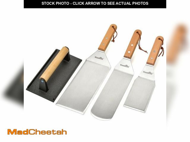 Lot 74-13630353 - Stanbroil Large Metal Griddle Spatula Set with Long Flat Spatulas and Cast Iron Grill Press for Flat...