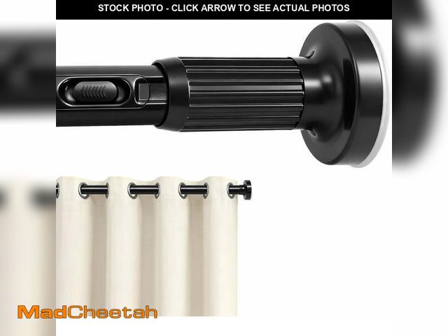 Lot 74-12888364 - Tension Curtain Rods No Drilling, Black One-Click Telescopic Rod 39-122 In, Shower Curtain Rod for B...