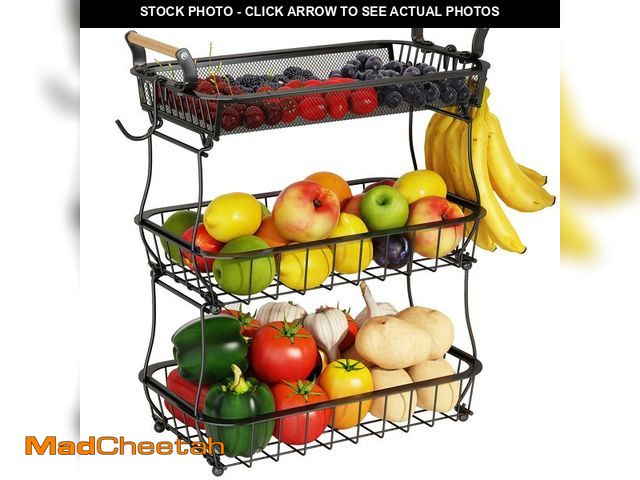 Lot 74-12709185 - ANTOPY 3 Tier Fruit Basket with 2 Banana Hangers, Countertop Fruit Vegetable Basket Bowl for Kitchen...