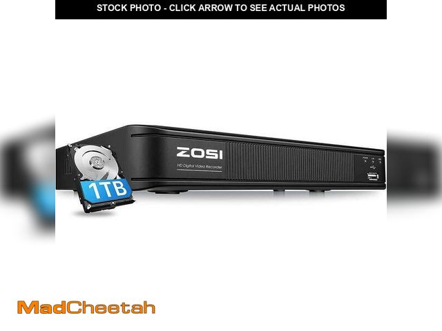 Lot 74-14200544 - ZOSI 8-Channel Surveillance DVR Recorder with 1TB HDD for Wired HD-TVI, CVI, CVBS, AHD 720p 1080p 5M...