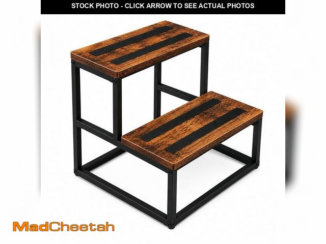 Lot 74-14339084 - ROMIVO Hot Tub Step Stool, 2 Step Stool for Adults &amp; Kids, 500 lbs Heavy Duty Metal Frame, Wood-...