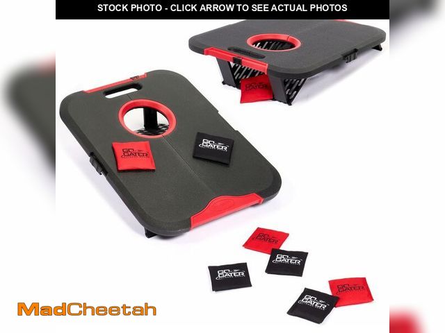 Lot 74-14305514 - EastPoint Cornhole Board Set, Go Gater - Black/Red, 24 x 18 in - Foldable Design for Camping Accesso...