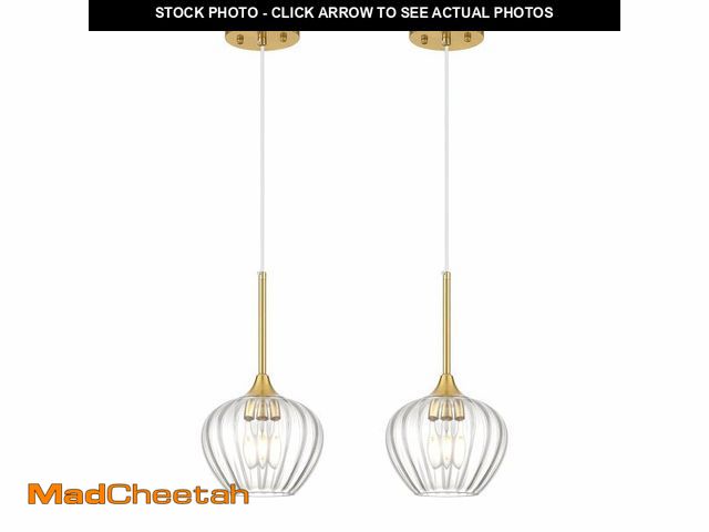 Lot 74-13952301 - Mgcanyu Glass Pendant Lights for Kitchen Island, 7" Modern Gold Pendant Light Fixtures Small Adjusta...