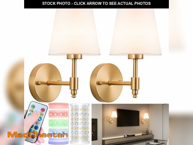 Lot 74-12704071 - Nekhung Battery Operated Wall Sconces Set of Two, Wireless Battery Wall Light with 10000mAh RGB Dimm...